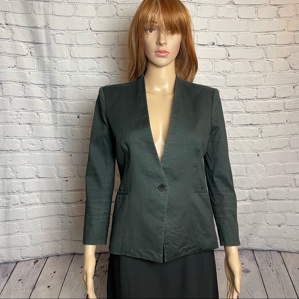 Helmut Lang Collarless Blue Blazer Size 4